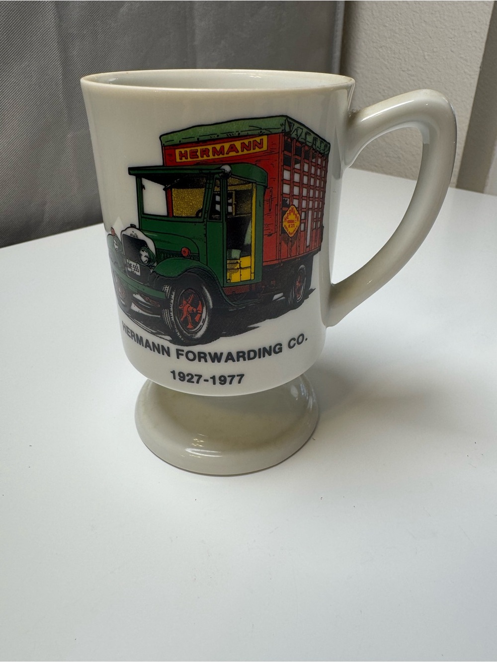 Green & Red Vintage Truck Pedestal Mug